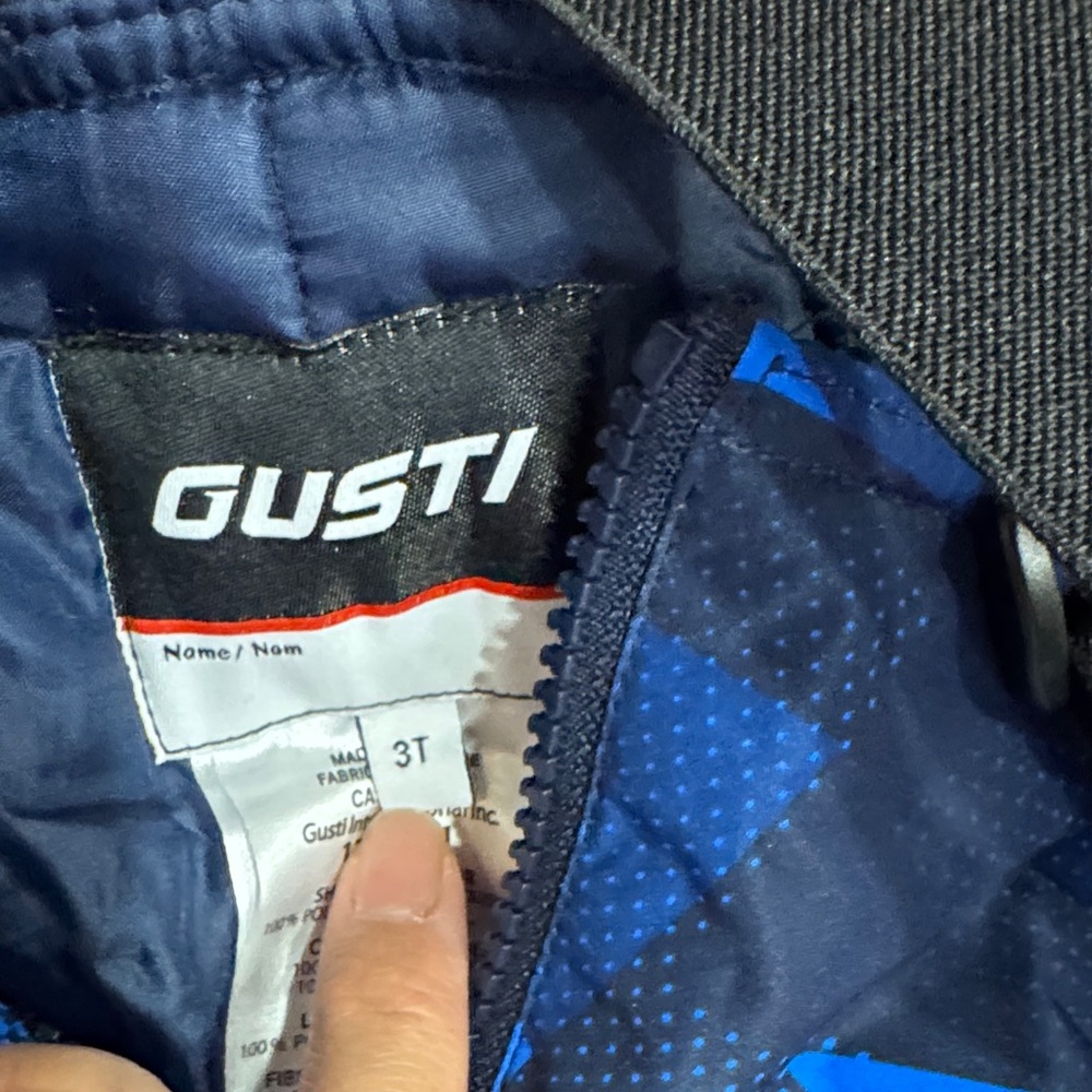 $5- Gustin Blue and Black Geometric Snow Bib - NWOT - Picture 2 of 4